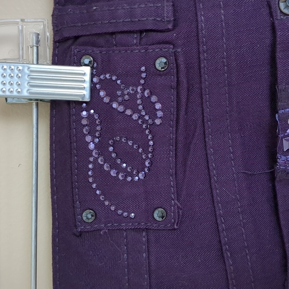 Size 16/32 Code Blue Marielle Slim Straight Blingy Purple Denim Jeans 16 - Picture 8 of 12